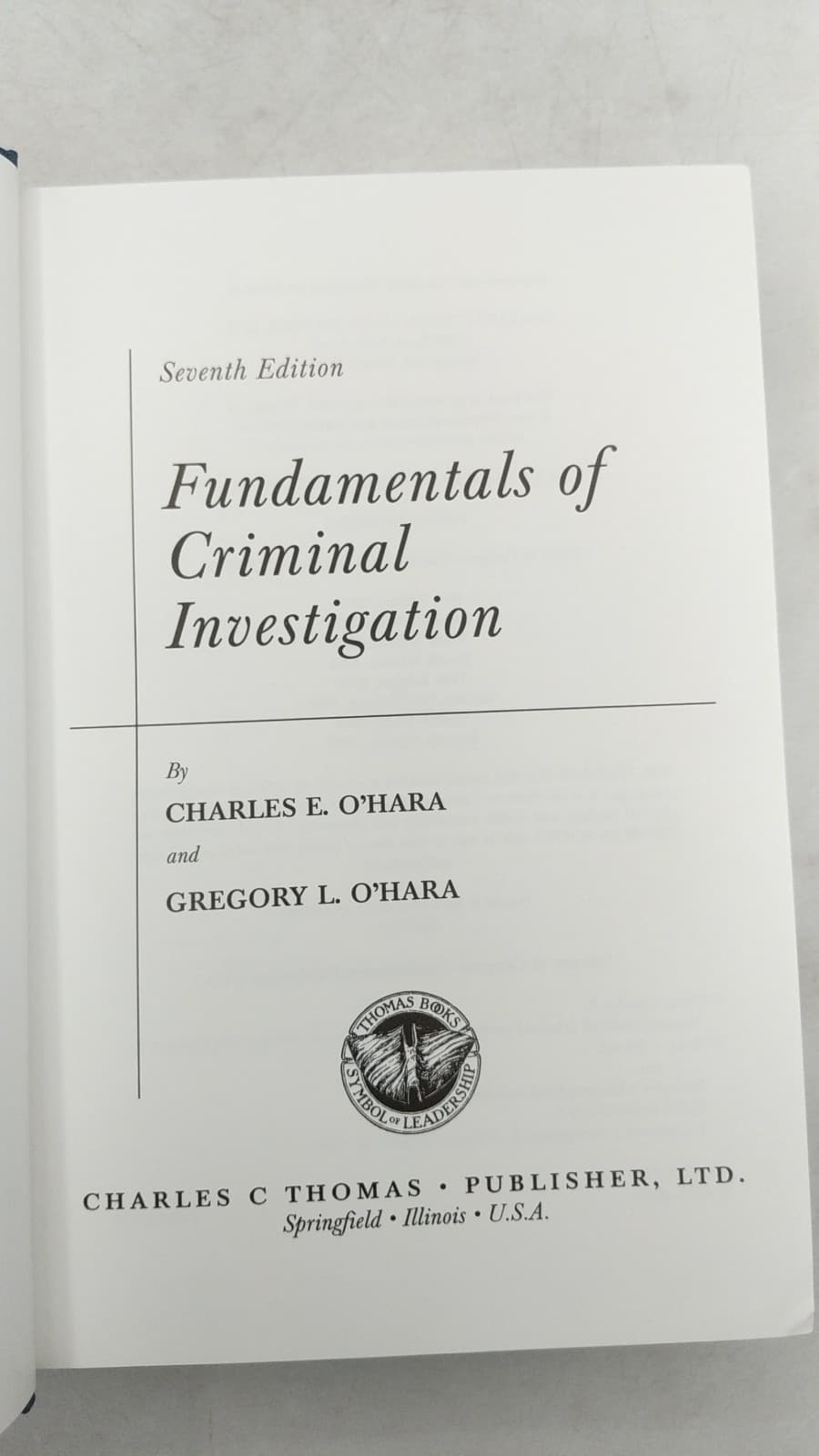 Fundamentals of Criminal Investigation by Charles E. O'Hara and Gregory L. O'Hara - title page
