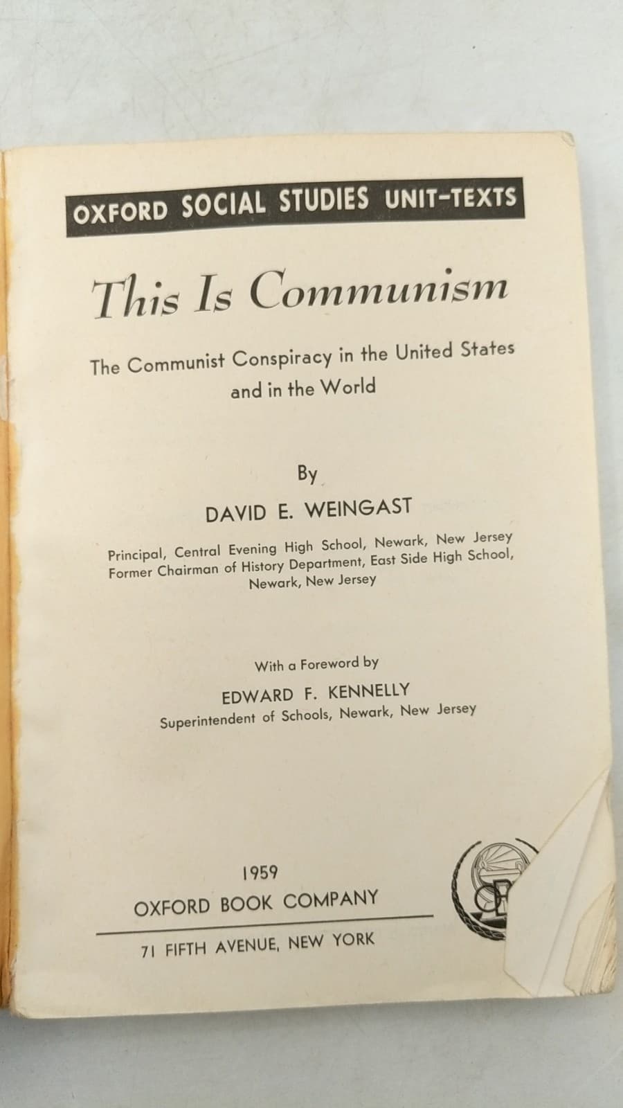 This Is Communism: The Communist Conspiracy in the United States and in the World by David E. Weingast - title page
