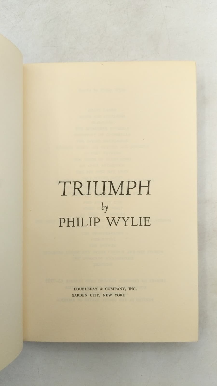 Triumph by Philip Wylie - title page