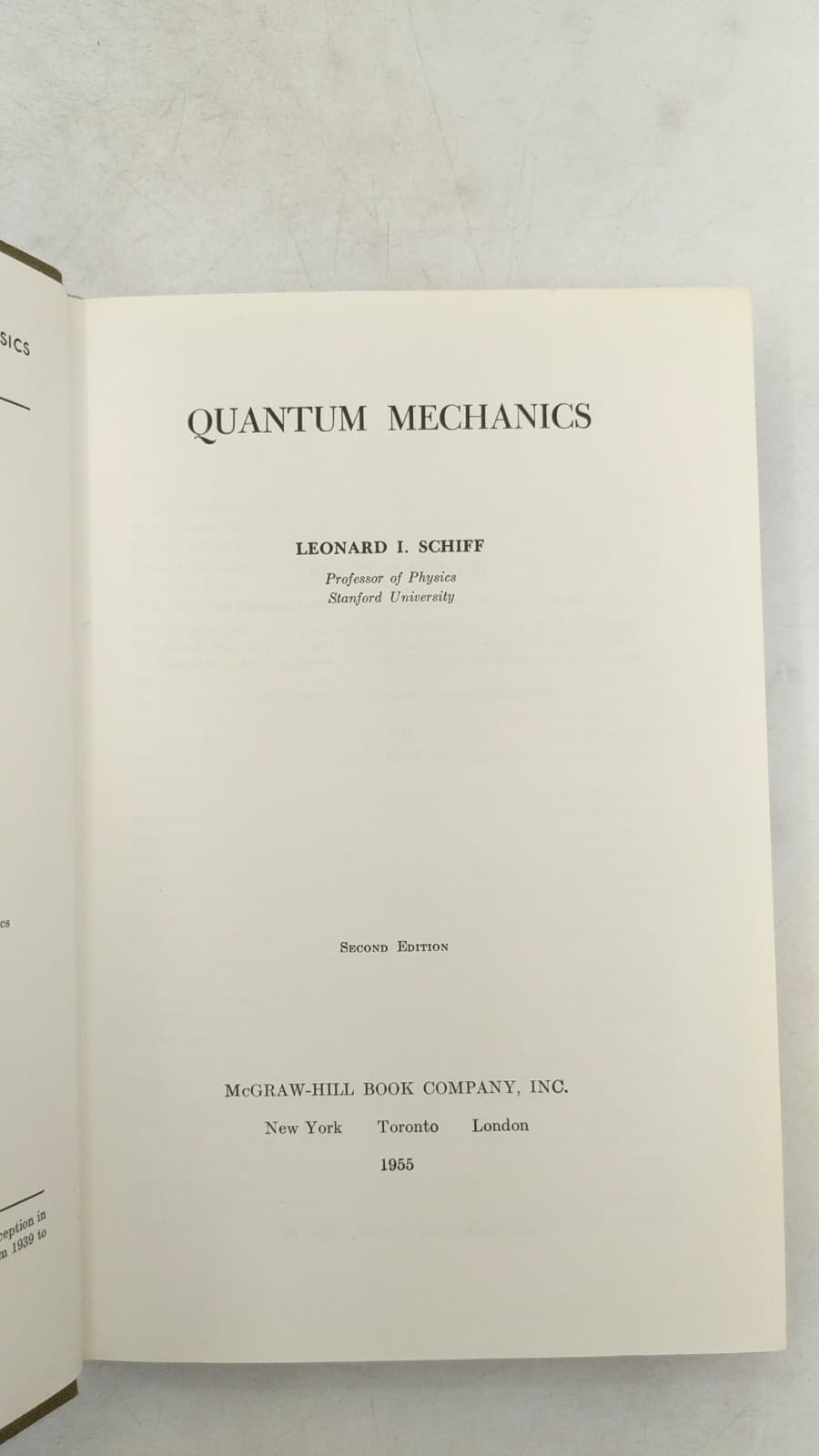Quantum Mechanics by Leonard I. Schiff - title page