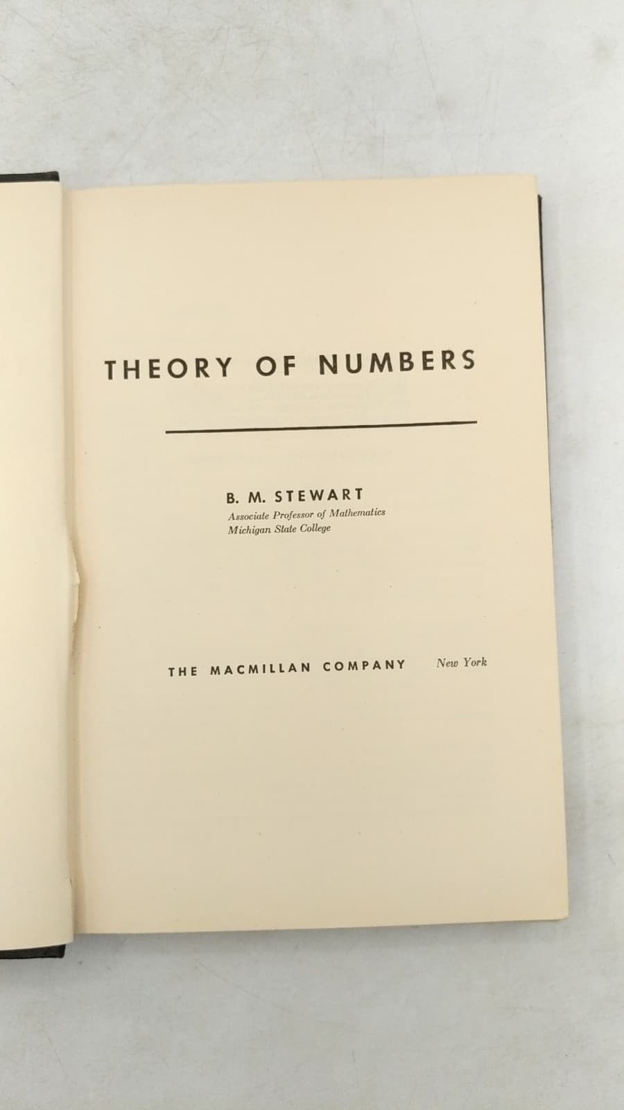 Theory OF Numbers by B. M. Stewart - title page