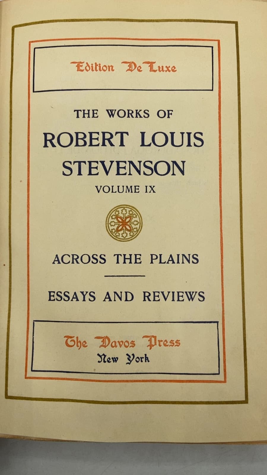 Across the Plains Essays and Reviews by Robert Louis Stevenson - title page
