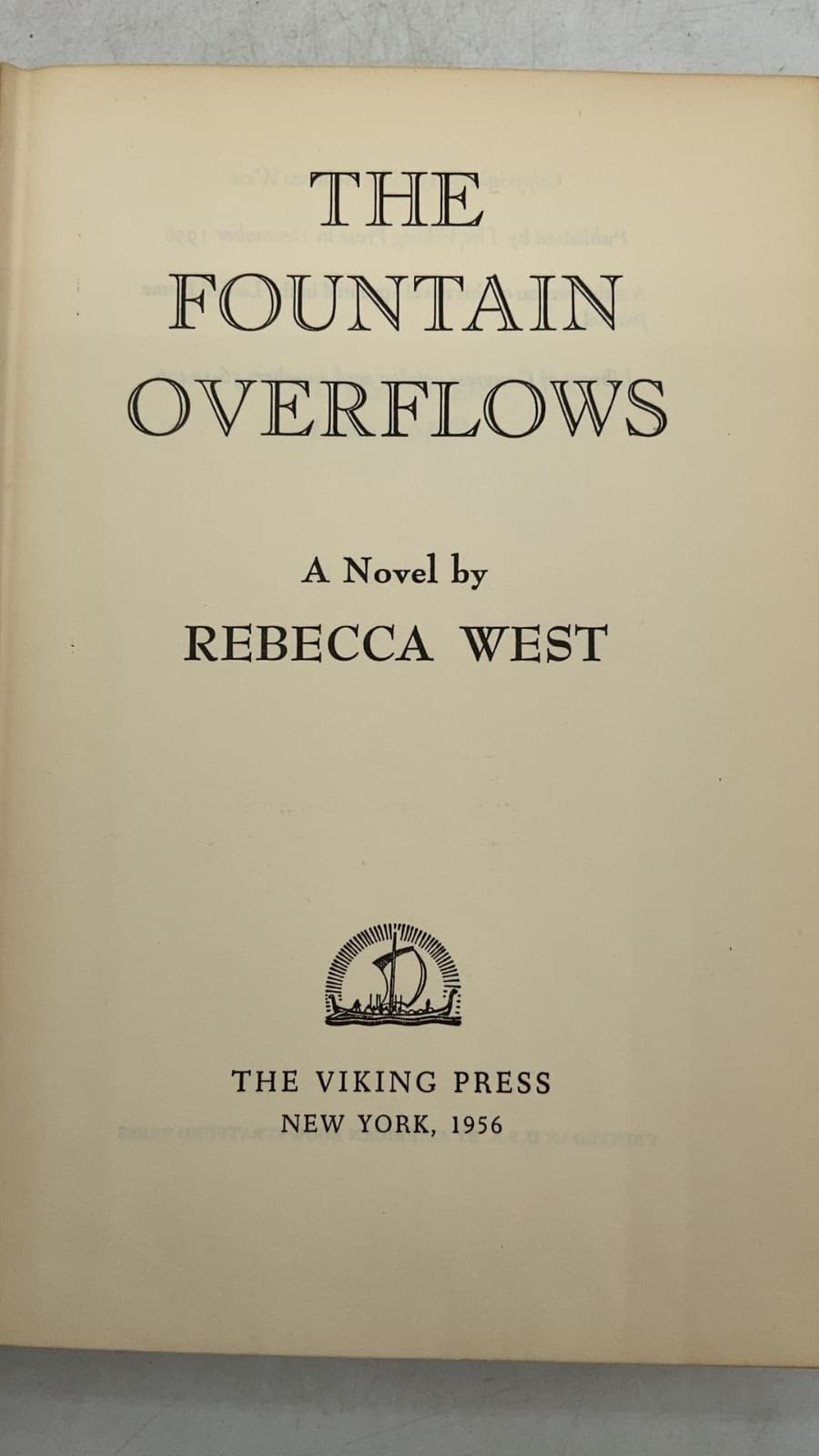 The Fountain Overflows by Rebecca West - title page