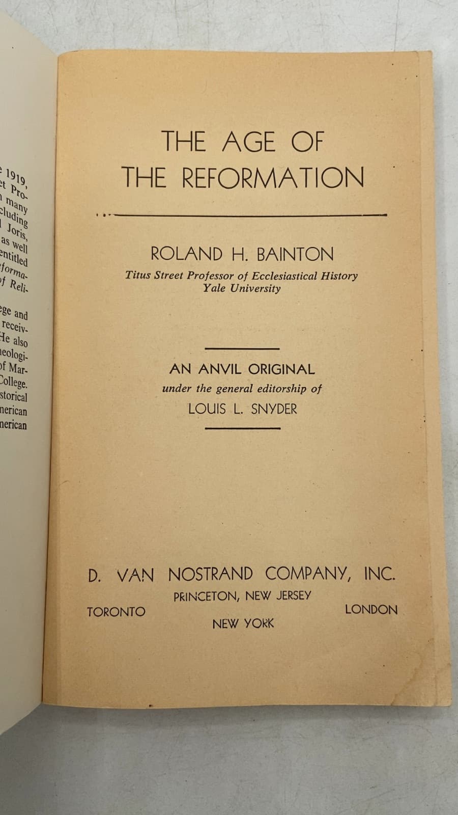 The Age of the Reformation by Roland H. Bainton - title page