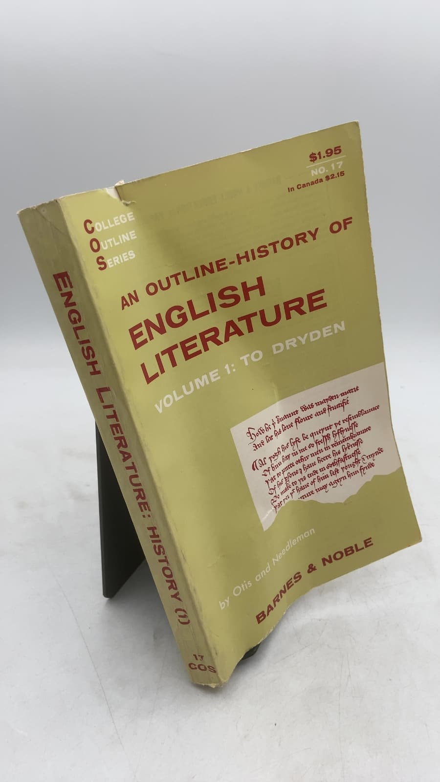 An Outline-History of English Literature Volume 1: To Dryden by William Bradley Otis and Morriss H. Needleman - front cover