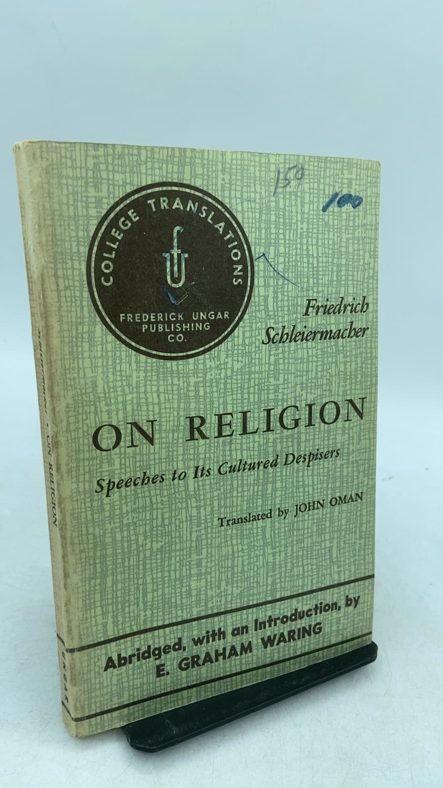 On Religion: Speeches to Its Cultured Despisers by Friedrich Schleiermacher - front cover