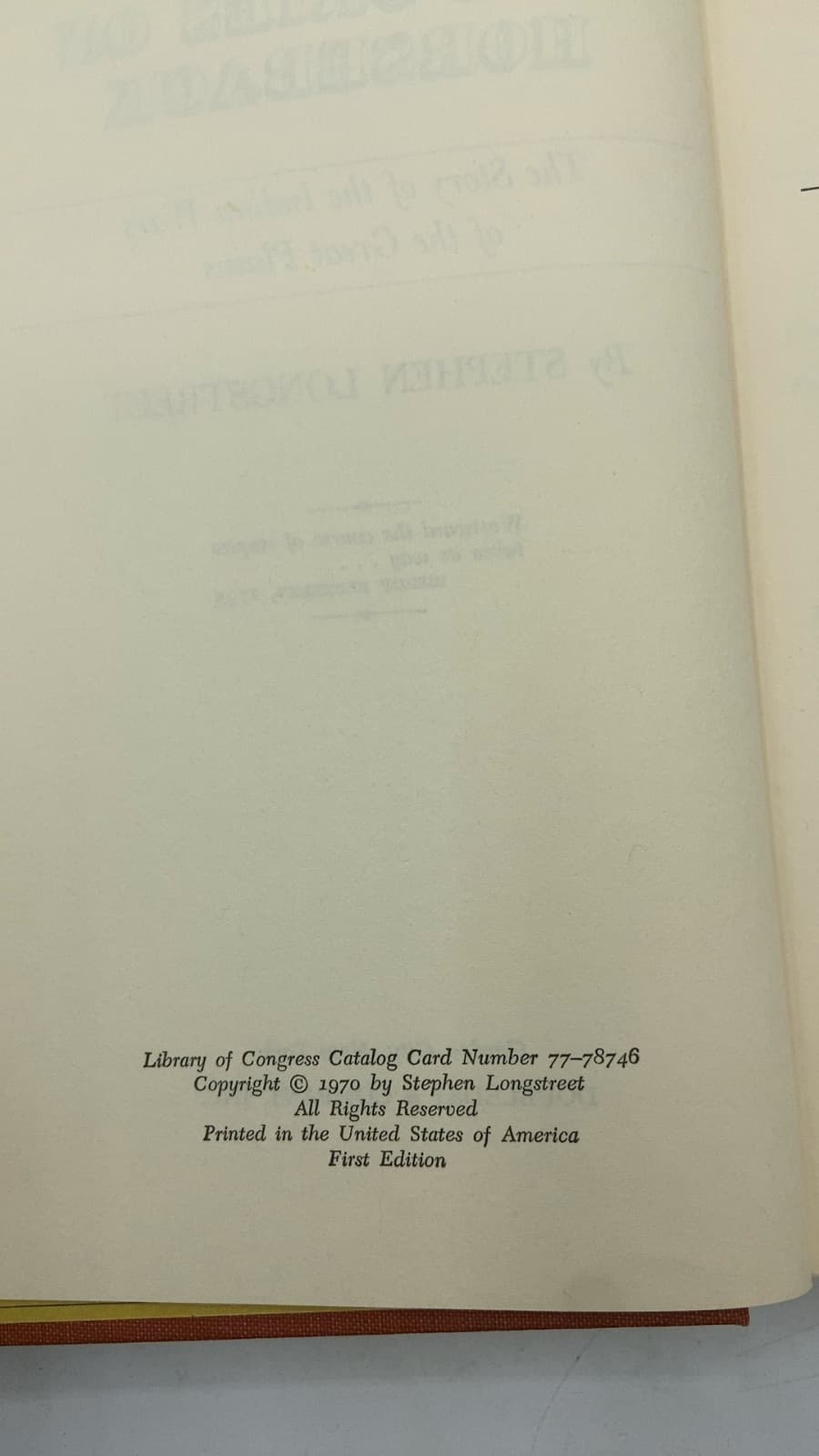 War Cries on Horseback: The Story of the Indian Wars of the Great Plains by Stephen Longstreet - copyright page showing 1970 details