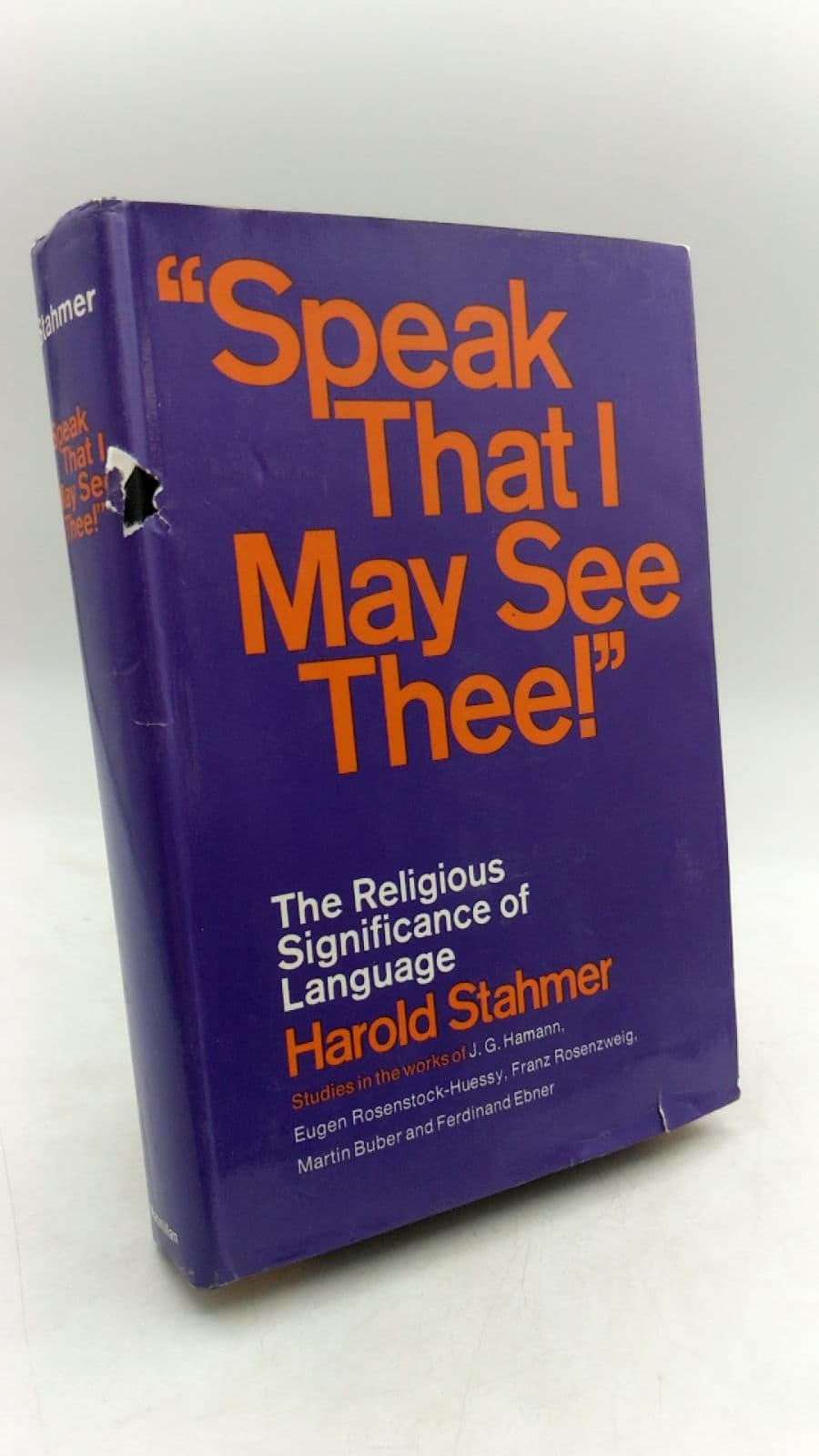 Speak That I May See Thee! by Harold Stahmer - front cover